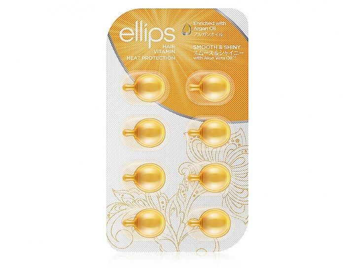 Вітамінні капсули для волосся Ellips «Розкішне сяйво» сироватка Smooth & Shiny With Aloe Vera Oil 8 шт E0057 фото