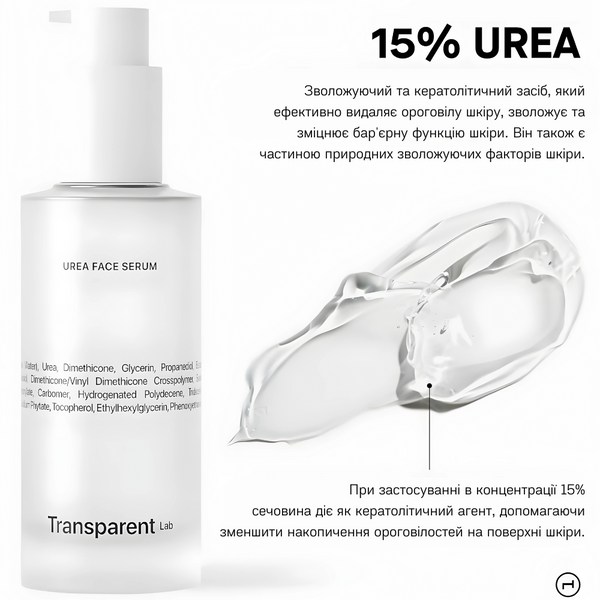 Зволожуюча сироватка з 15% сечовини Transparent Lab UREA Face Serum 50 мл TL43616 фото