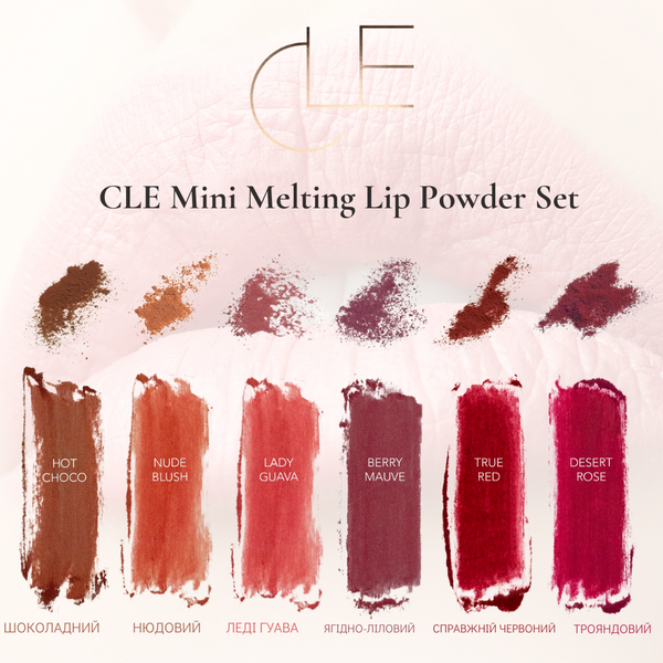 Набір мініатюр матових помад для губ CLE Mini Melting Lip Powder Set 6 шт CLE6714 фото