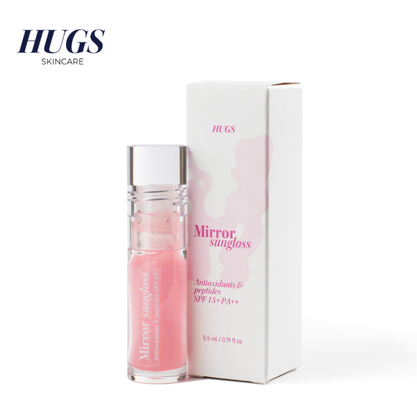 Сонцезахисний блиск для губ HUGS Mirror Sungloss Antioxidants & Peptides SPF 15+ PA++ 5.5 мл HUGSMIRROR фото