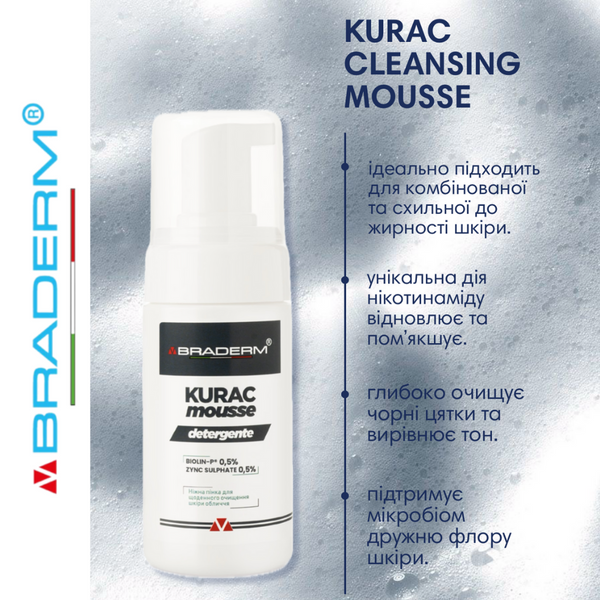 Пінка для вмивання Braderm Kurac Cleansing Mousse 100 мл BDKURACMOUSSE фото